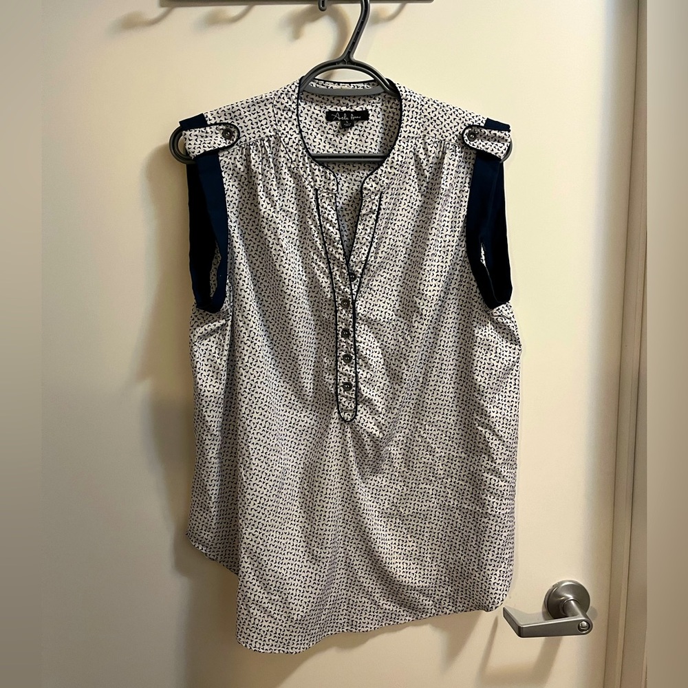Antilia Femme - Navy and white blouse size large